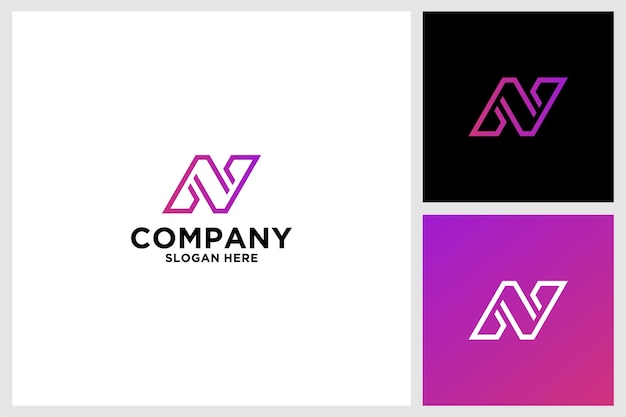 las iniciales N del vector de diseño de la línea del logotipo
