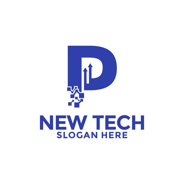 Iniciales P Logotipo de la tecnología Tecnología moderna plantilla del logotipo inicial