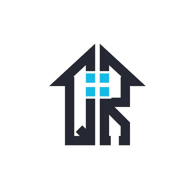 Iniciales QR Diseño del logotipo de la casa Carta creativa QR con icono de la casa para propiedades inmobiliarias y marca comercial