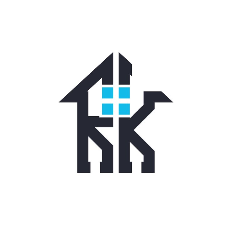 Vector iniciales rk casa logo diseño creativo letra rk con icono de la casa para propiedad inmobiliaria y marca de negocios