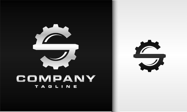iniciales S logotipo de engranaje