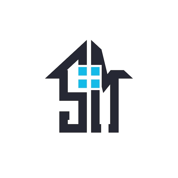 Iniciales SM House Logo Design Carta creativa SM con icono de la casa para propiedades inmobiliarias y marca comercial
