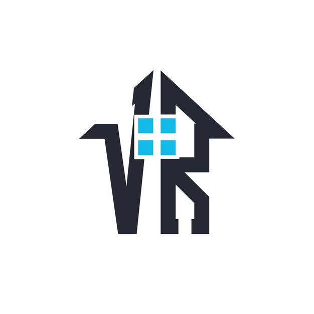 Iniciales VR Casa Logo Diseño Carta creativa VR con icono de casa para propiedad inmobiliaria y marca comercial