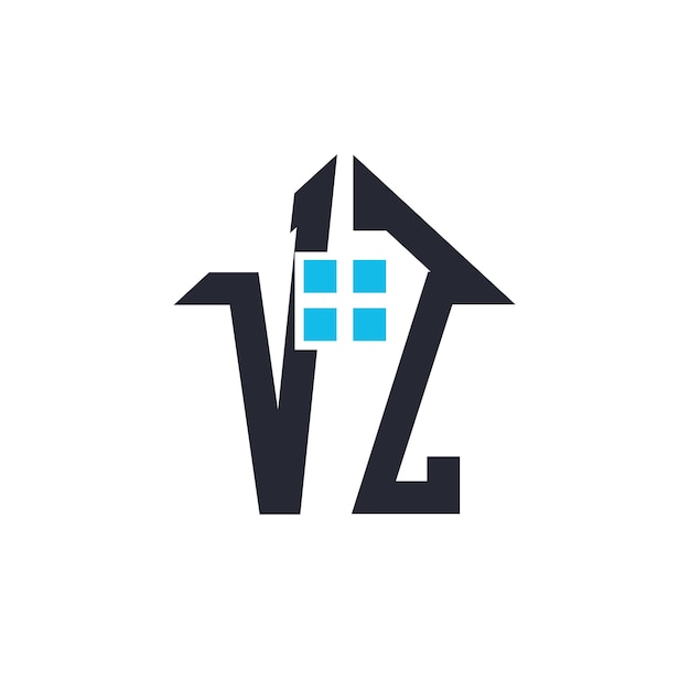 Iniciales VZ Diseño del logotipo de la casa Letra creativa VZ con icono de la casa para propiedades inmobiliarias y marca comercial