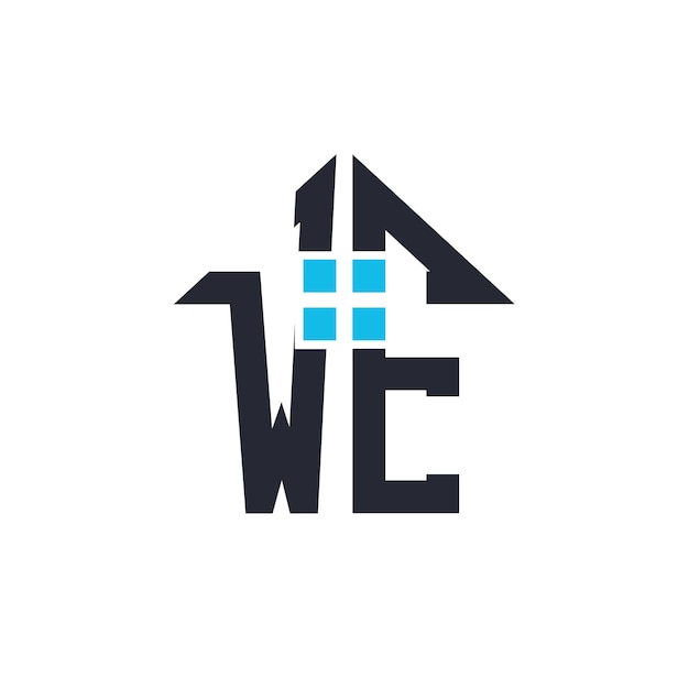 Iniciales WE Diseño del logotipo de la casa Carta creativa WE con icono de la casa para propiedades inmobiliarias y marca comercial