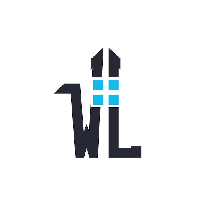 Vector iniciales wl diseño del logotipo de la casa letra creativa wl con icono de la casa para propiedades inmobiliarias y marca comercial