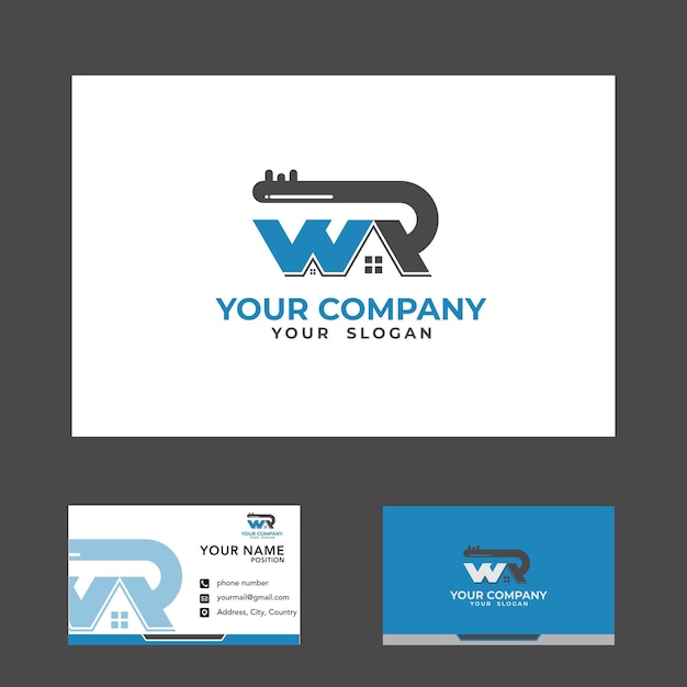 Vector iniciales wr logo inmobiliario