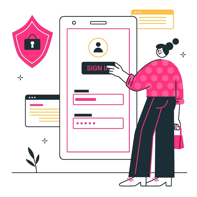 Iniciar sesión en la ilustración del concepto
