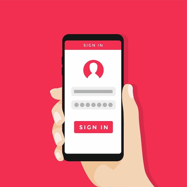 Vector iniciar sesión en la pantalla del teléfono inteligente