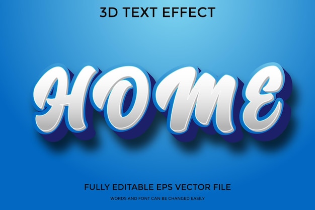 Inicio 3d efecto de estilo de texto editable archivo eps premium con fondo