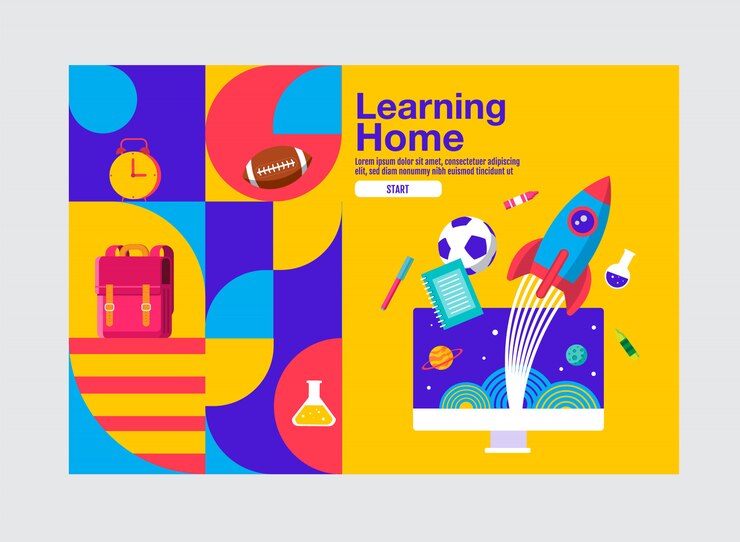 Vector inicio de aprendizaje, plantilla de banner de educación, ilustración