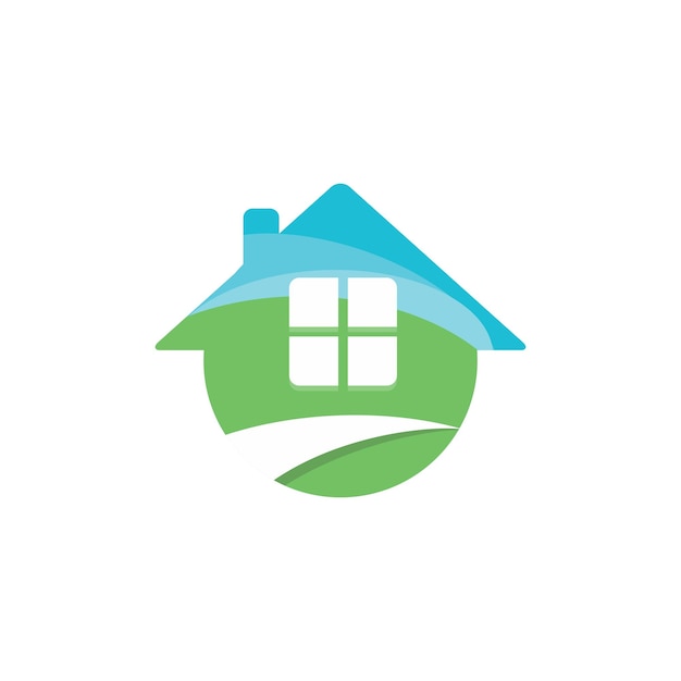 Inicio casa plana logo ventana techo propiedad bienes raíces