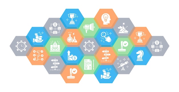 Inicio conjunto de iconos Gestión del tiempo idea generación presentación web encabezado banner