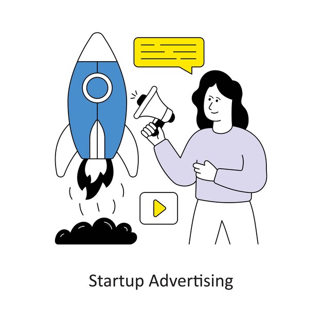 Inicio Diseño de estilo publicitario Ilustración vectorial de acciones