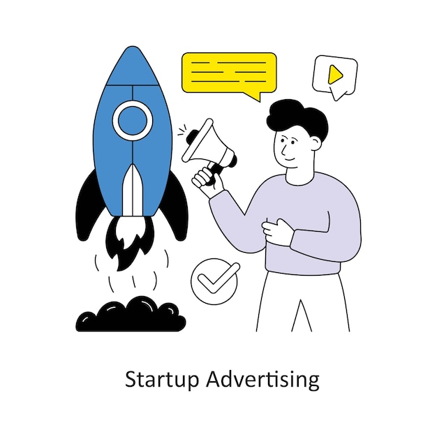 Inicio Diseño de estilo publicitario Ilustración vectorial de acciones