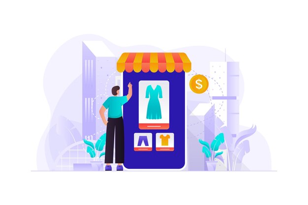 Inicio de la ilustración de compras en línea.