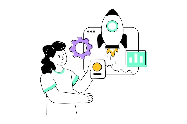 Inicio de negocios Diseño de estilo plano Ilustración vectorial Ilustración de stock