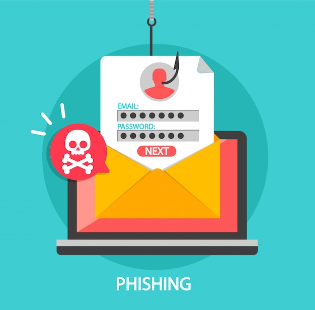 Vector inicio de sesión de phishing y contraseña en el anzuelo