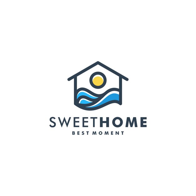 Inicio Sunset logo plantilla vector icono logotipo
