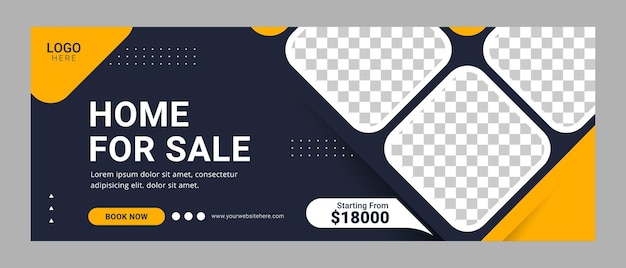 Inicio en venta banner de plantilla de portada de facebook para publicidad  | Vector Premium