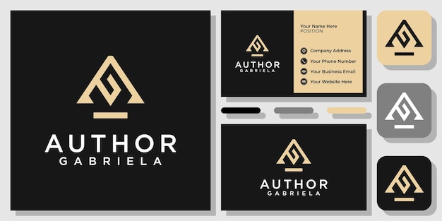 Initial Letters AG GA Gold Luxury Elegante diseño de logotipo de monograma moderno con plantilla de tarjeta de visita