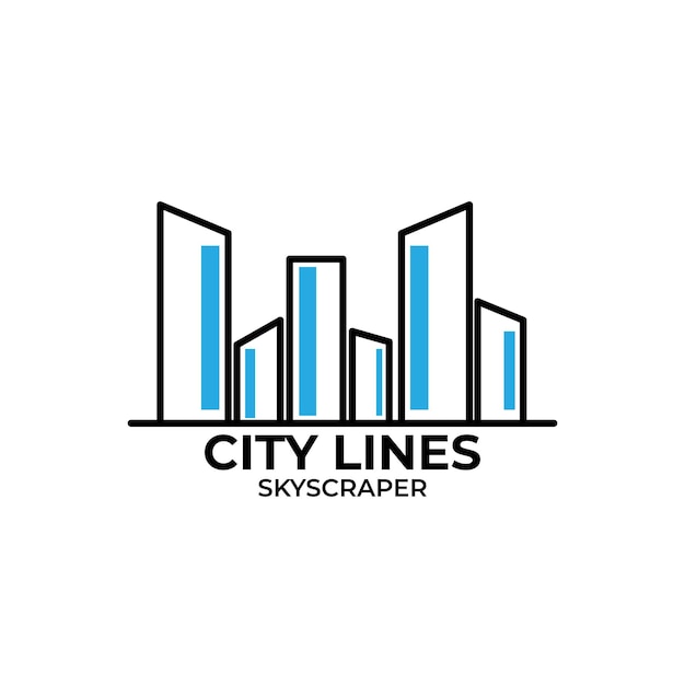 INMOBILIARIA RASCACIELOS CIUDAD LOGO VECTOR SÍMBOLO ICONO ILUSTRACIÓN DISEÑO MINIMALISTA