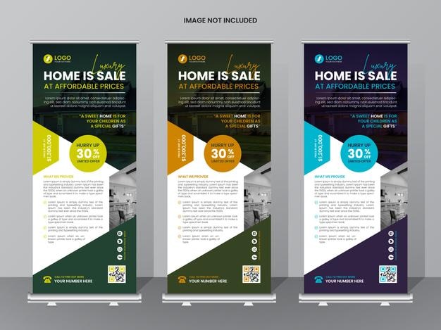 Inmobiliario corporativo Compra y venta de viviendas Diseño de pancartas enrolladas