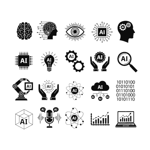 Innovación en IA y íconos de la tecnología del futuro