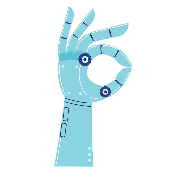 Vector innovación de la mano robótica tecnología artificial brazo de droide ciborg ilustración vectorial