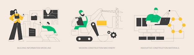 Innovación en tecnología de la construcción concepto abstracto ilustración vectorial conjunto información de construcción