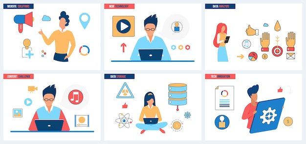 Innovación tecnológica análisis y almacenamiento de datos mejora del contenido del sitio web y personas pequeñas