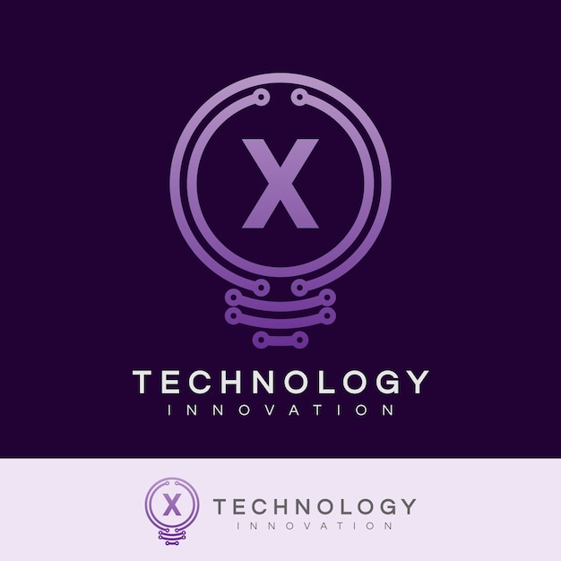 innovación tecnológica inicial Letra X diseño de logotipo