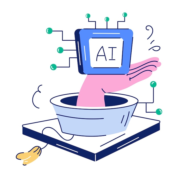 Innovaciones de la IA Ilustración dibujada a mano