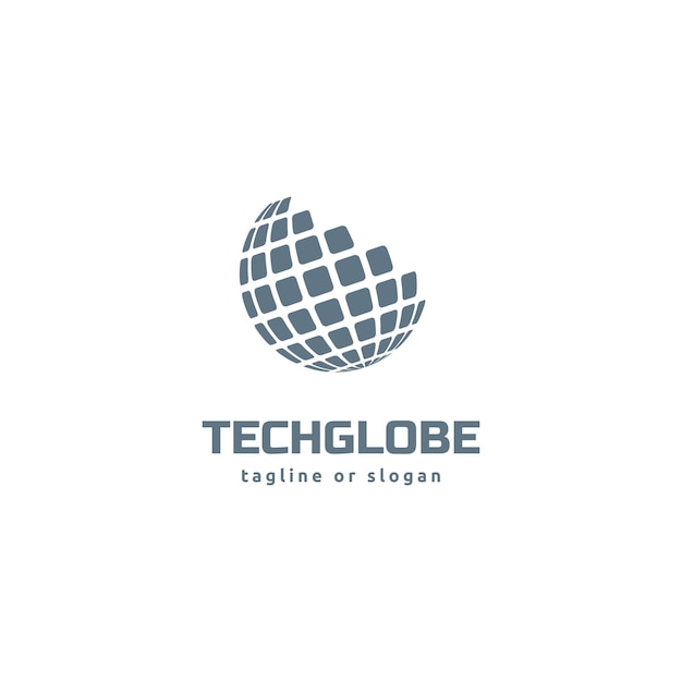 Innovaciones que dan forma al mundo Globe Techno Logo