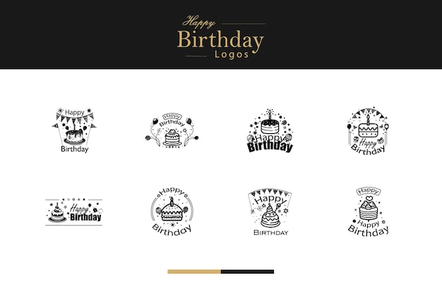 El innovador logotipo de cumpleaños Bundle Branding de estilo clásico