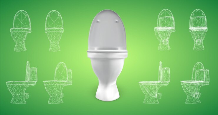 Vector inodoro blanco vectorial 3d con cisterna. elemento listo para el diseño de fontanería publicitaria.