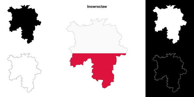 Inowroclaw county outline map set