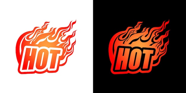 Inscripción ardiente de color caliente con lenguas de fuego de flash EPS 10 Vector aislado