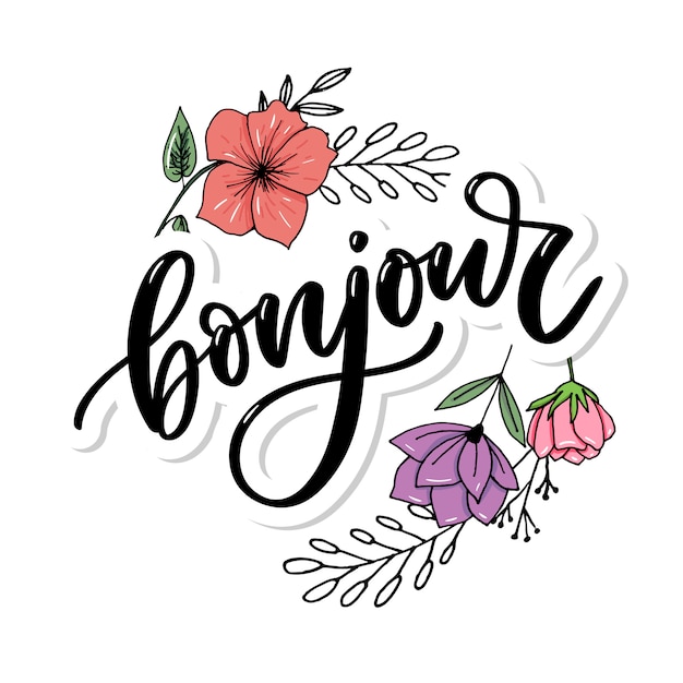 Inscripción caligrafía Bonjour