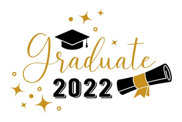 Inscripción de caligrafía de moda para graduados de 2022 con sombrero negro