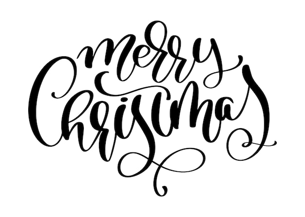 Inscripción caligráfica Feliz Navidad con broche de oro Ilustración vectorial