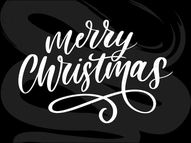 Inscripción caligráfica de feliz Navidad decorada con estrellas doradas y cuentas