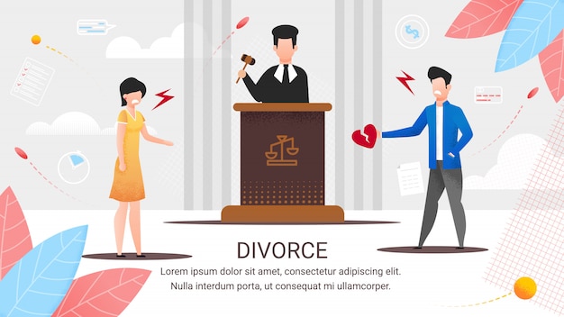 Vector inscripción divorcio banner informativo