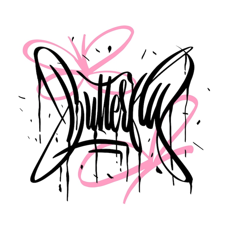Vector la inscripción está en el estilo de graffiti butterfly un tatuaje temporal transferible de una niña grung
