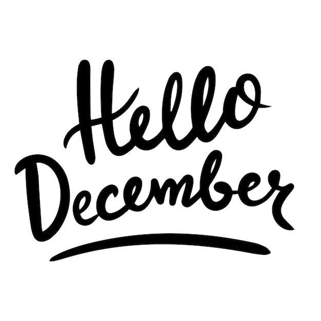 Inscripción de Hello December Banner de texto escrito a mano Hello December Arte vectorial dibujado a mano