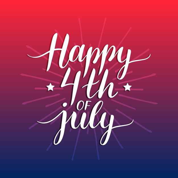 Inscripción de letras a mano del 4 de julio vectorial para tarjetas de felicitación, etc. Fondo caligráfico del Día de la Independencia Feliz