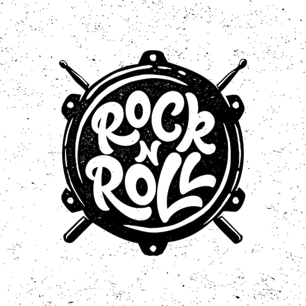 Inscripción de letras rock n roll. impresión de tipografía manuscrita, logotipo, insignia.