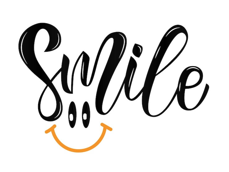Vector inscripción manuscrita sonrisa aislada sobre fondo blanco letras vectoriales
