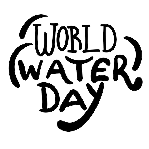 Inscripción de texto en el estandarte del Día Mundial del Agua Fiesta de escritura a mano Día Mundial del Aguas Arte vectorial dibujado a mano