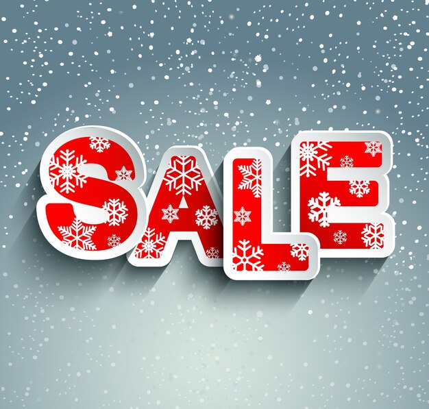 Inscripción de venta con copos de nieve.